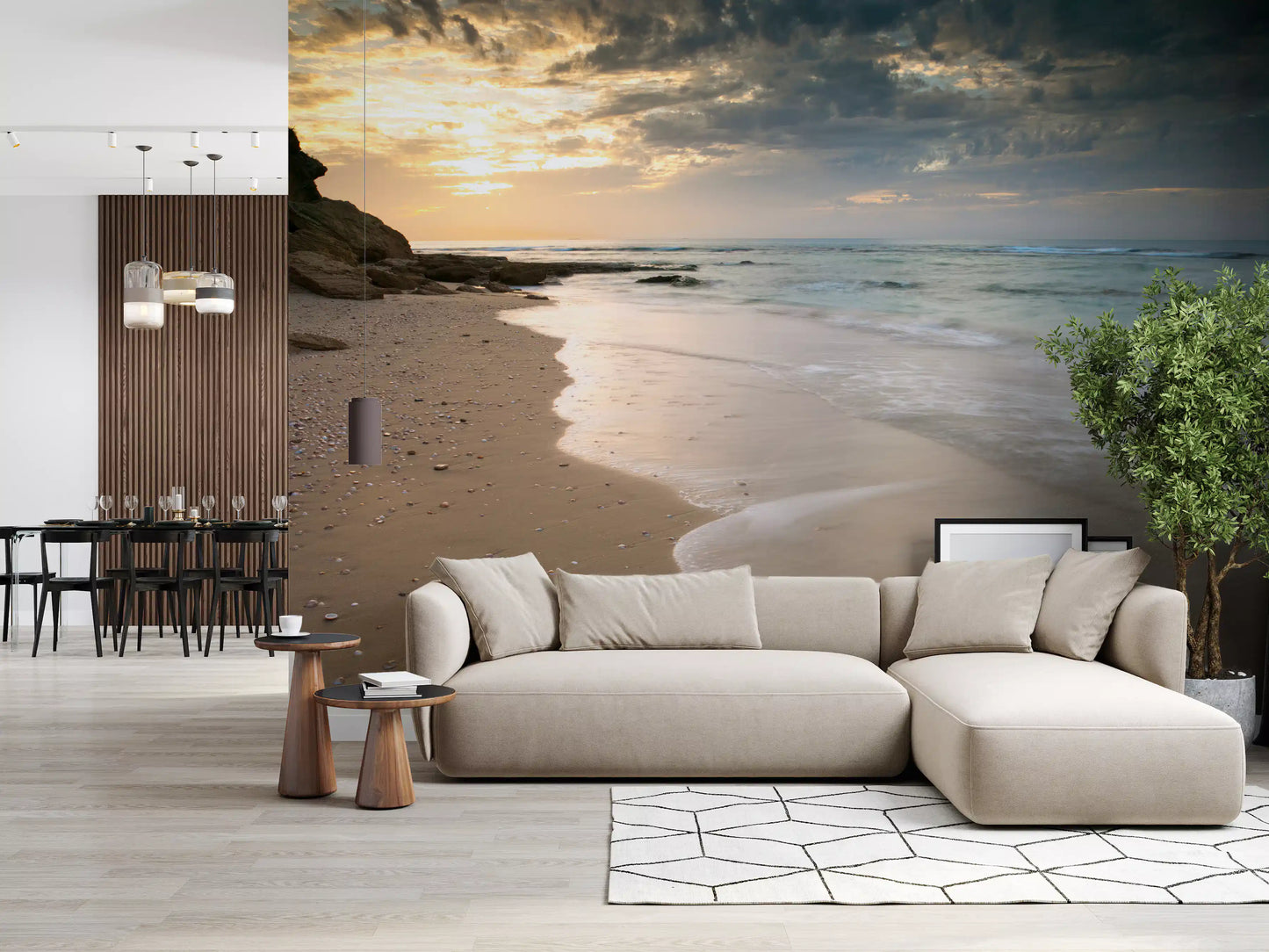 Golden Hour Coastal Tide Wall Mural