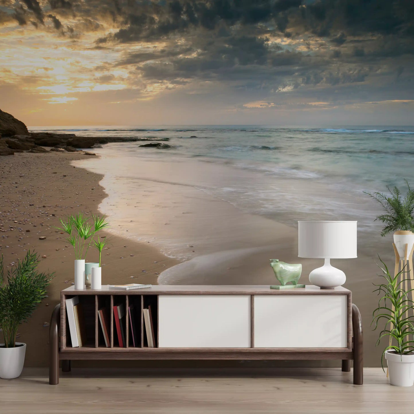 Golden Hour Coastal Tide Wall Mural