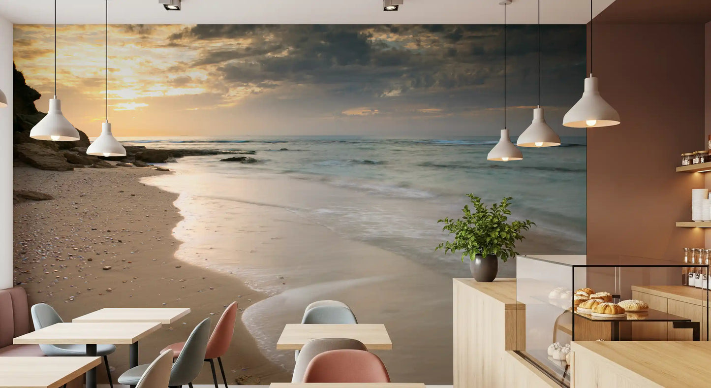 Golden Hour Coastal Tide Wall Mural