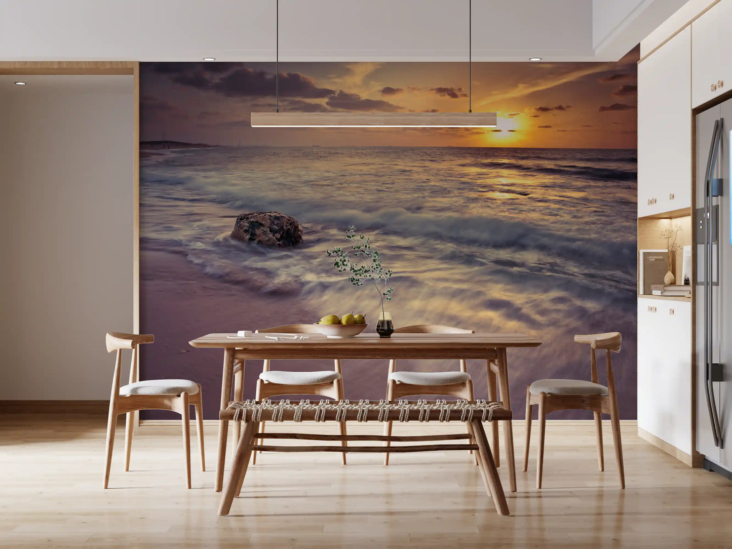 Golden Seashore Sunset View Wall Mural