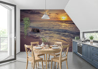 Golden Seashore Sunset View Wall Mural