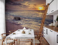 Golden Seashore Sunset View Wall Mural