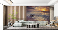 Golden Seashore Sunset View Wall Mural
