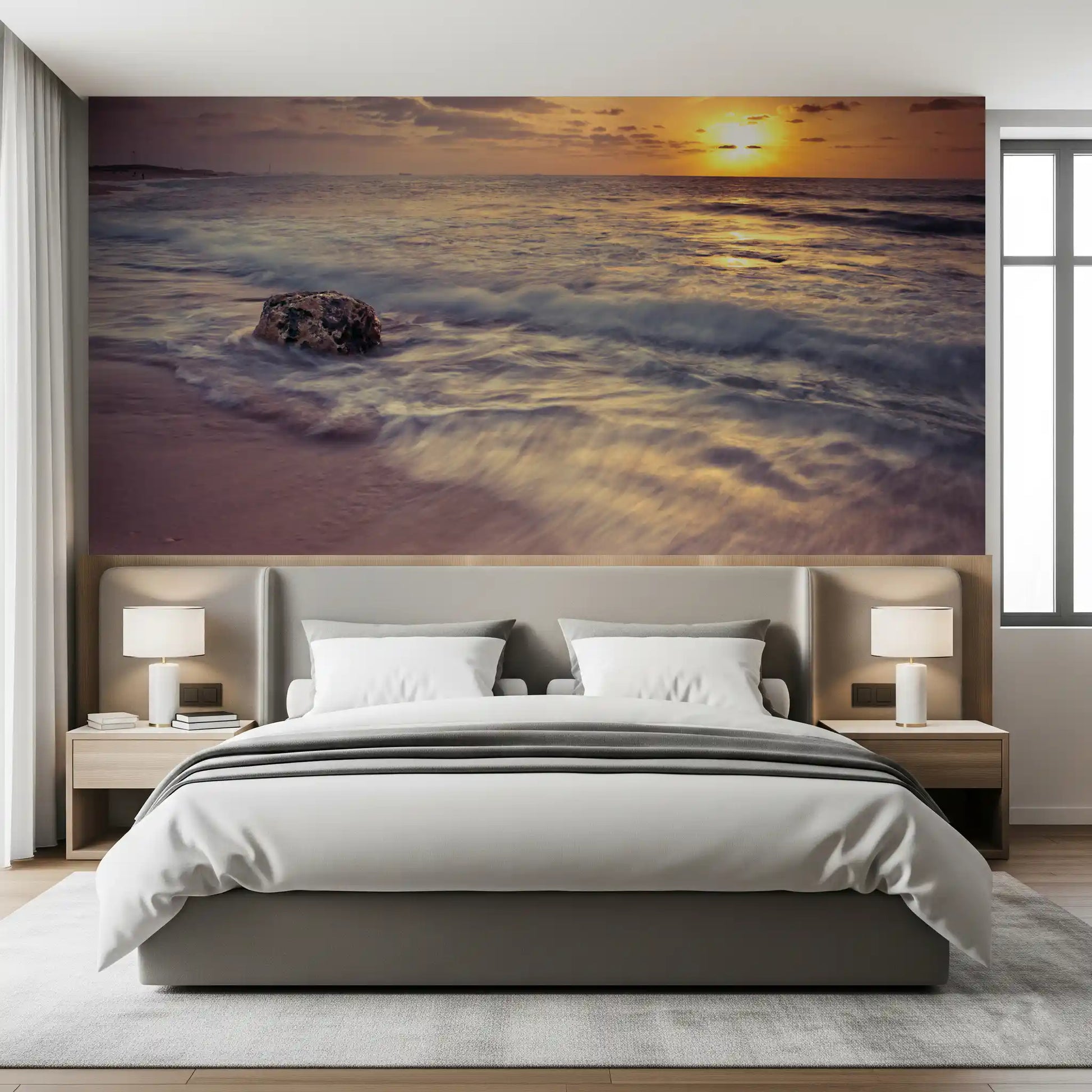 Golden Seashore Sunset View Wall Mural