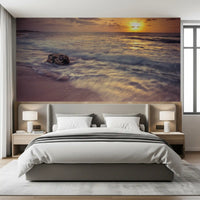 Golden Seashore Sunset View Wall Mural