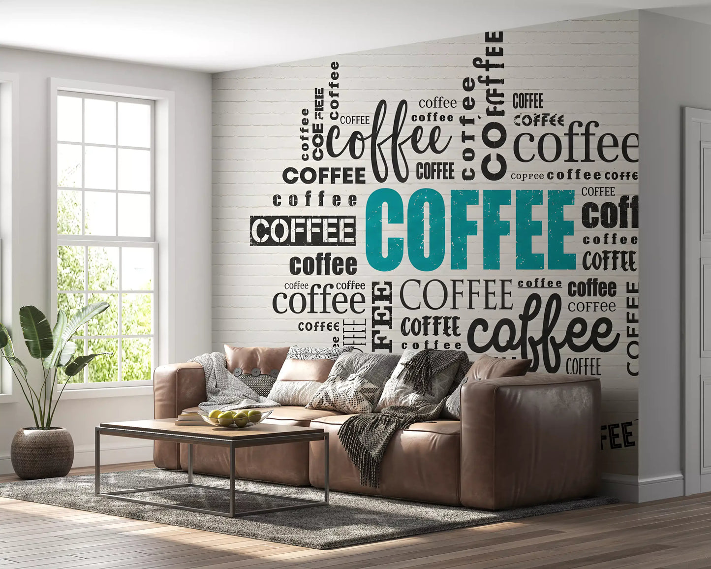 Coffee Typography and Giraffe Art Wall Mural