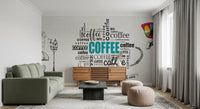 Coffee Typography and Giraffe Art Wall Mural