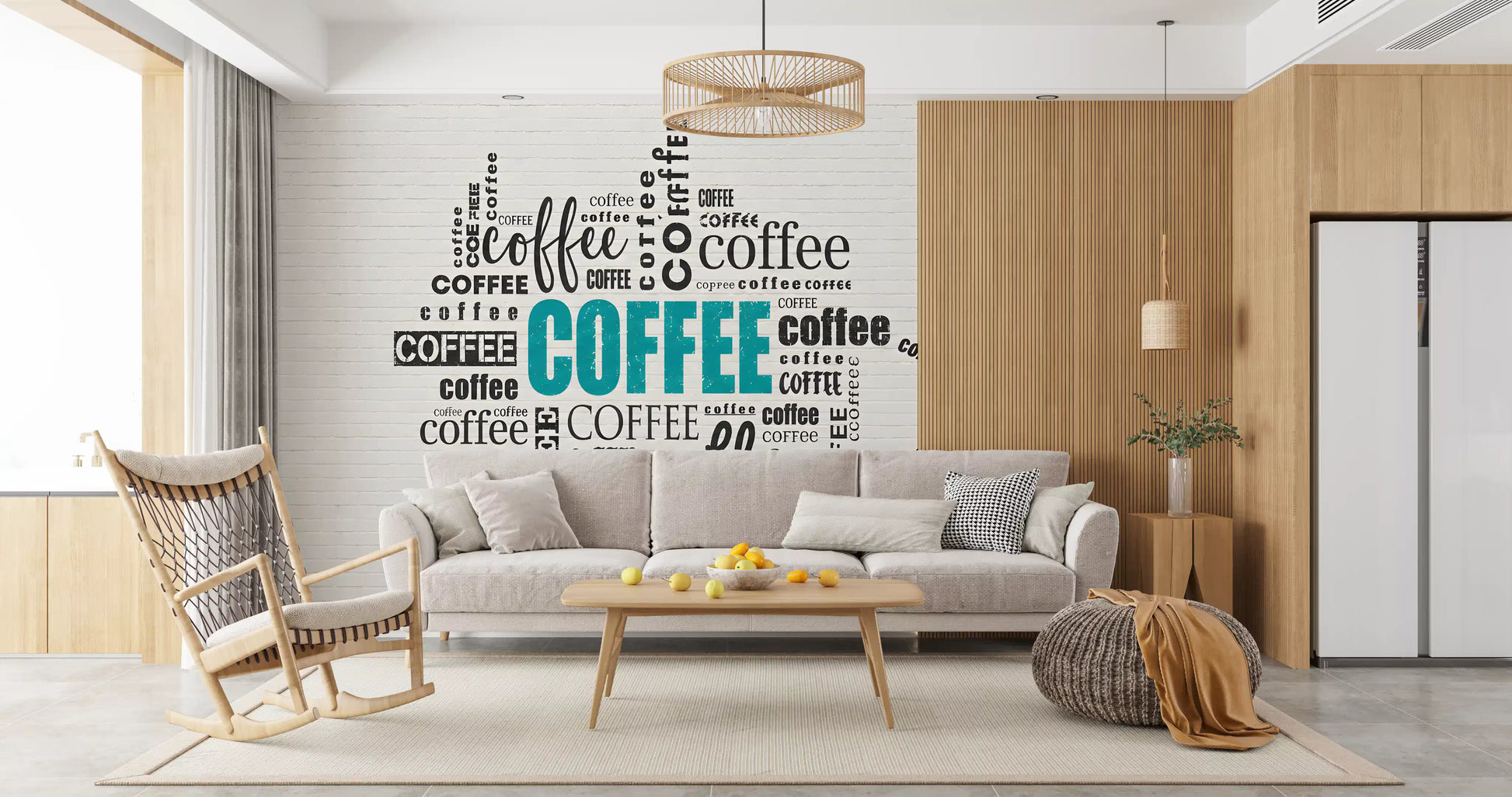 Coffee Typography and Giraffe Art Wall Mural