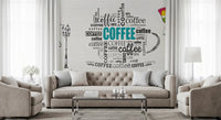 Coffee Typography and Giraffe Art Wall Mural