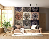 Vintage Botanical Dalia Grid Wall Mural