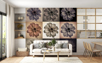 Vintage Botanical Dalia Grid Wall Mural