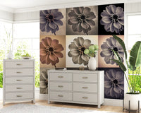 Vintage Botanical Dalia Grid Wall Mural