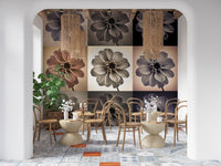 Vintage Botanical Dalia Grid Wall Mural