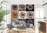 Vintage Botanical Dalia Grid Wall Mural