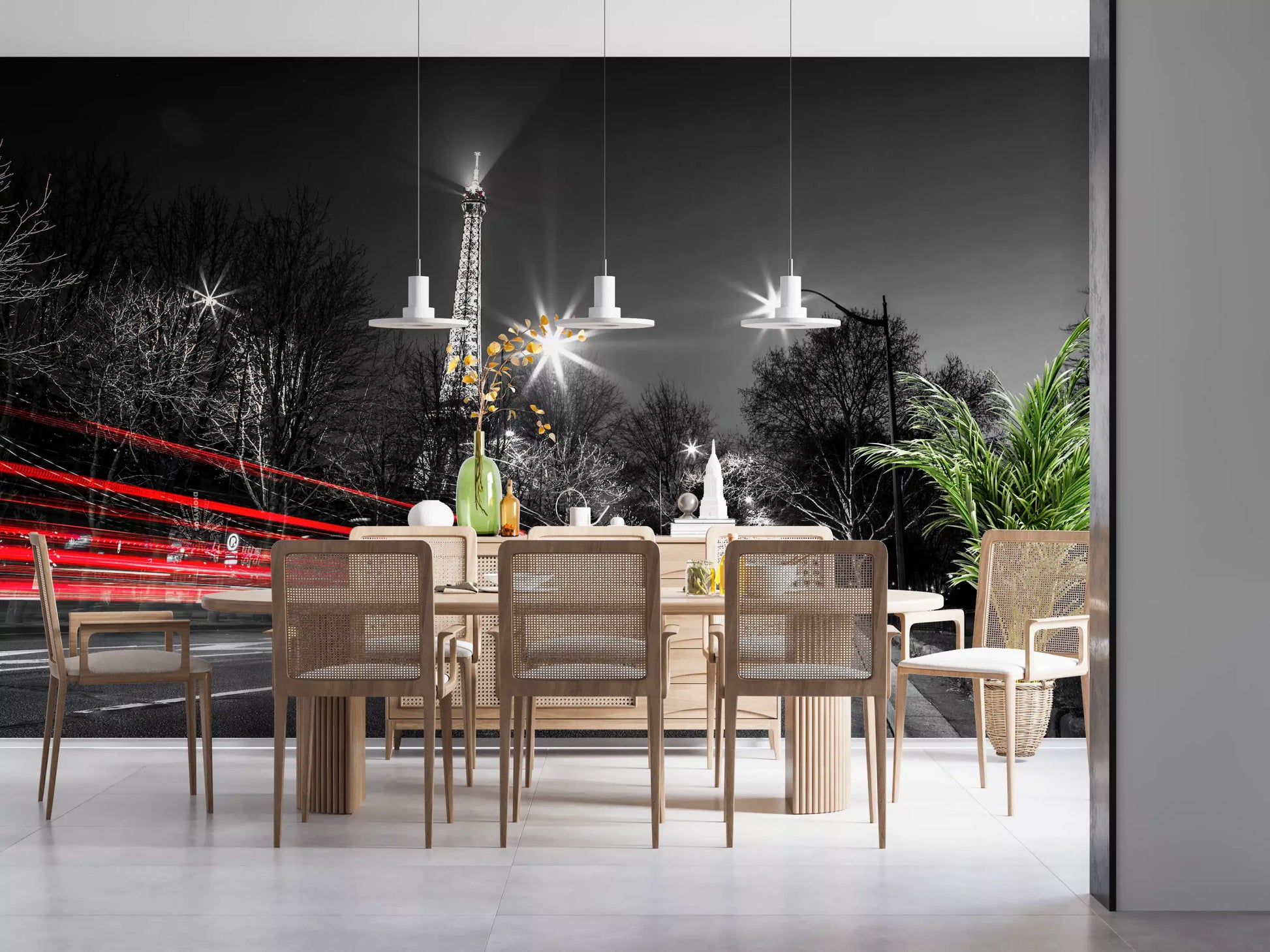 Night in Paris Cityscape Wall Mural
