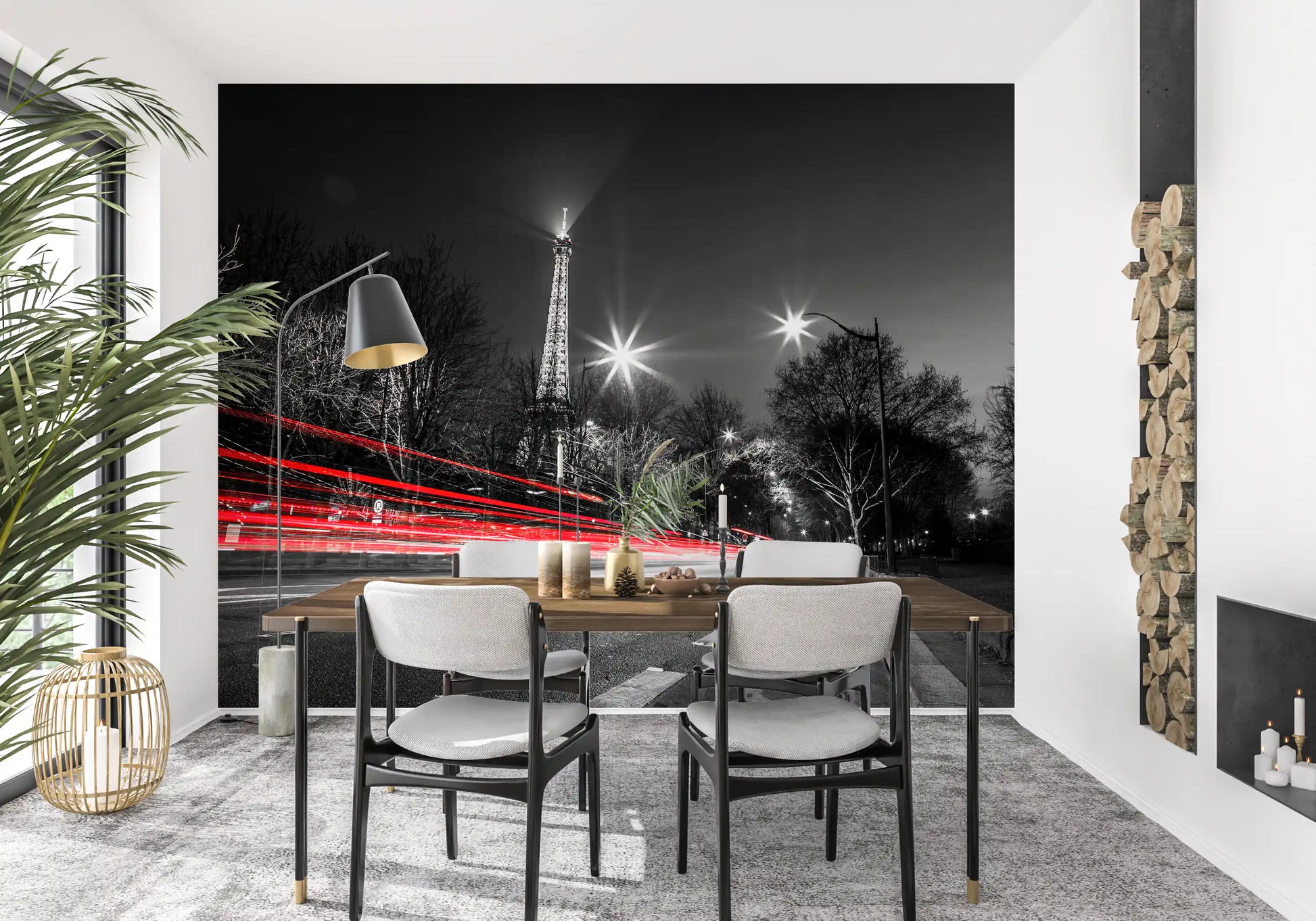 Night in Paris Cityscape Wall Mural