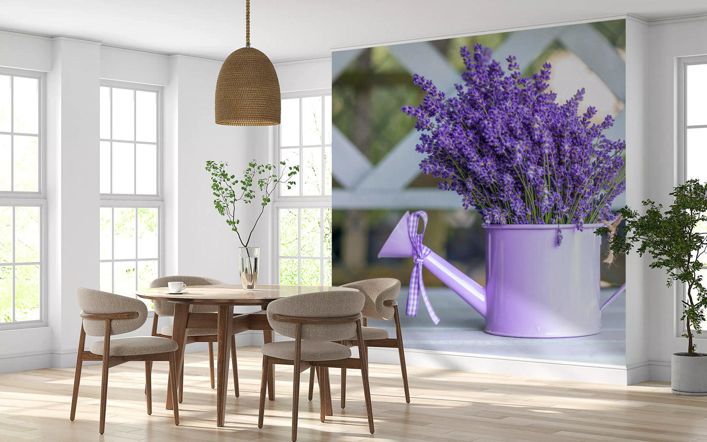 Purple Lavender Watering Can Garden Wall Mural