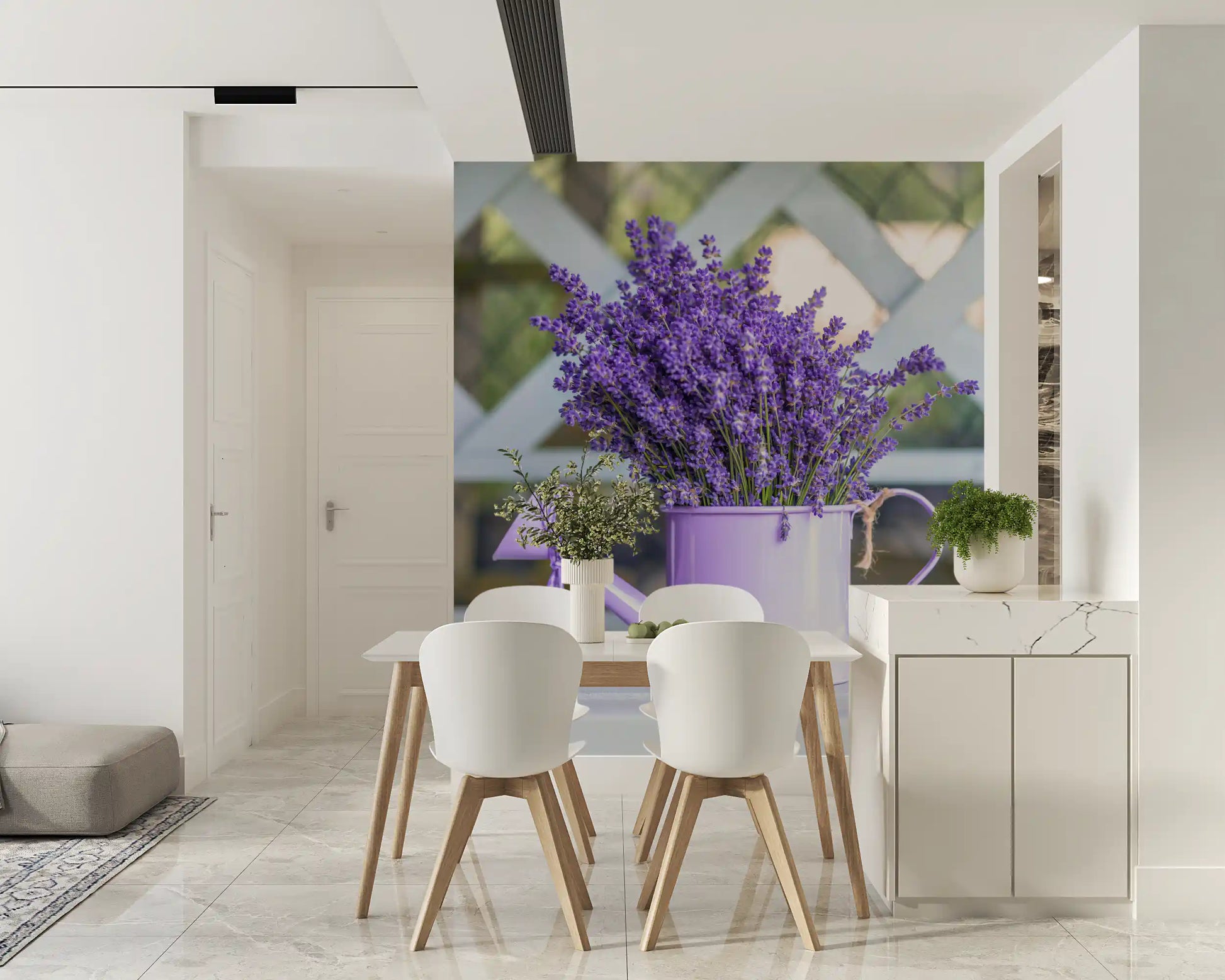 Purple Lavender Watering Can Garden Wall Mural