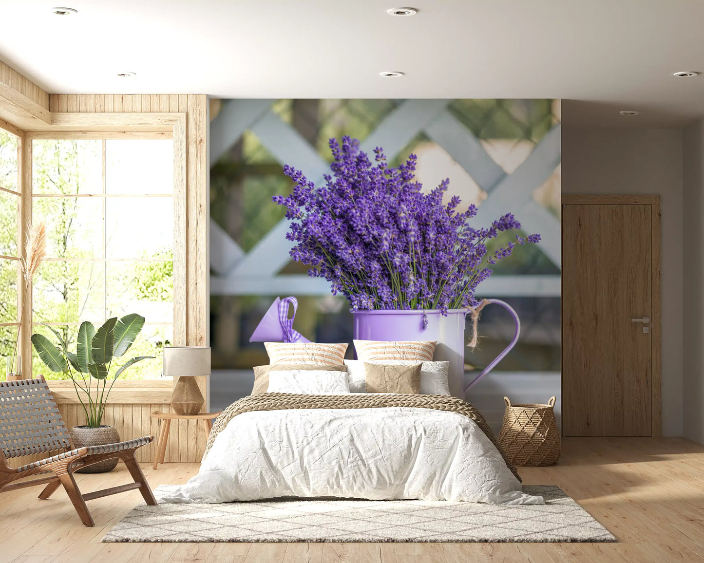 Purple Lavender Watering Can Garden Wall Mural