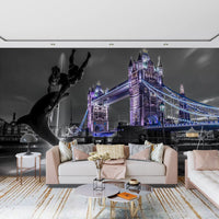 London Bridge Night Fountain View Wall Mural
