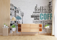 Hand-Drawn Bistro Narrative Wall Mural