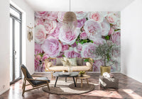 Soft Blush Rose Garden Wall Mural