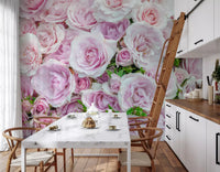 Soft Blush Rose Garden Wall Mural