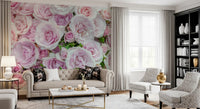 Soft Blush Rose Garden Wall Mural