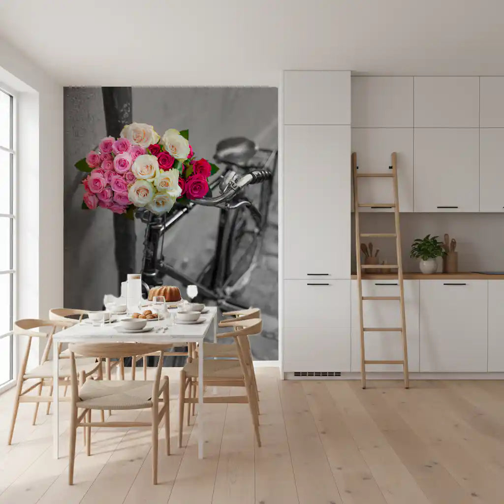 Vintage Floral Bike Journey Wall Mural