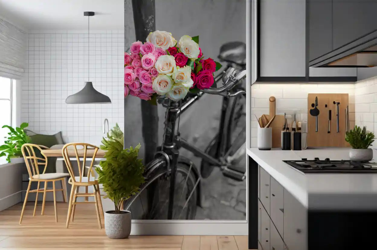 Vintage Floral Bike Journey Wall Mural