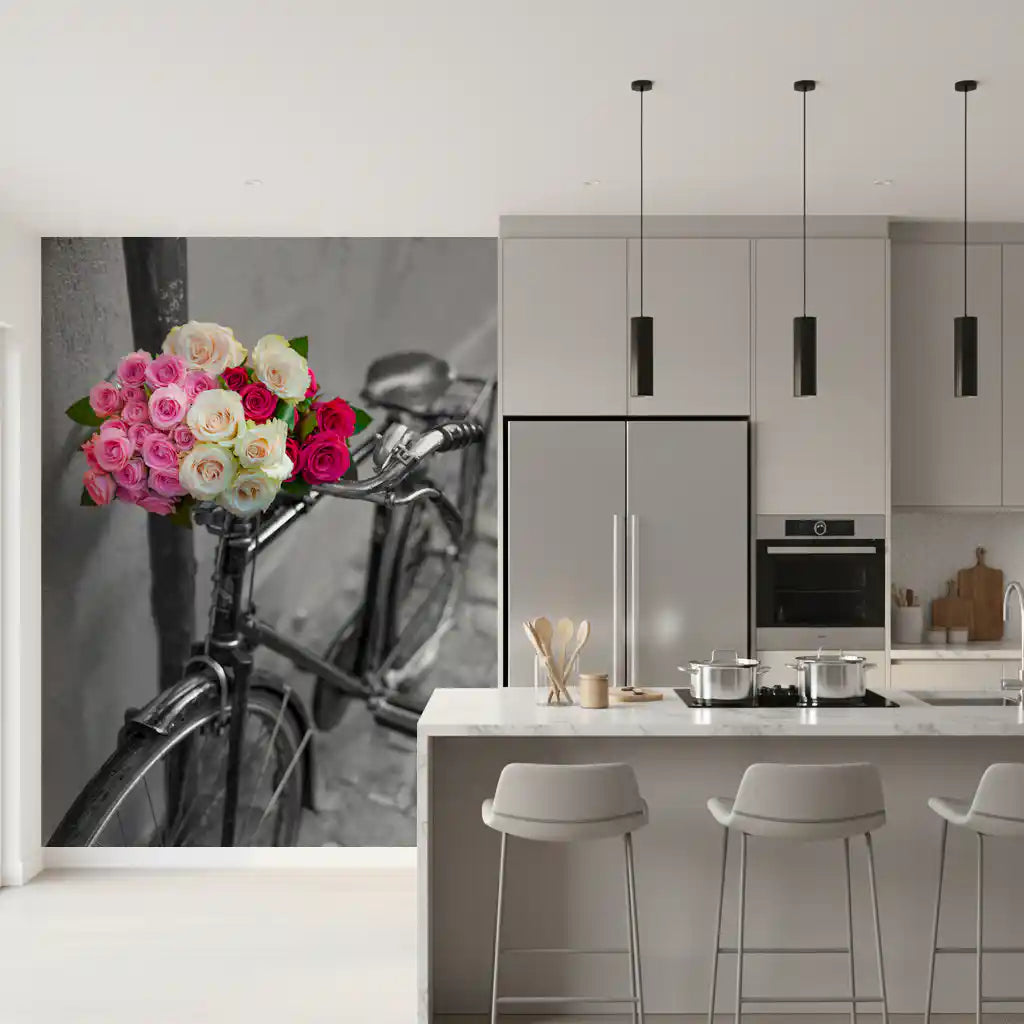 Vintage Floral Bike Journey Wall Mural