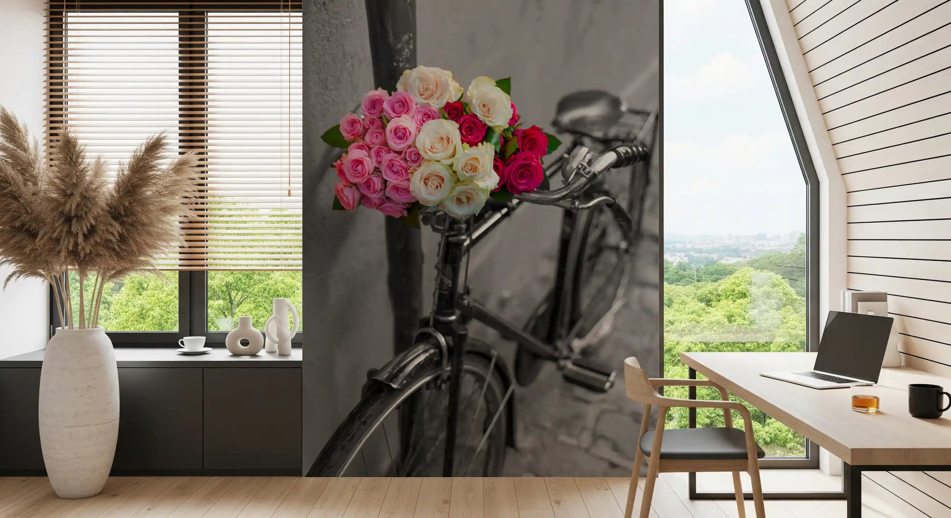Vintage Floral Bike Journey Wall Mural
