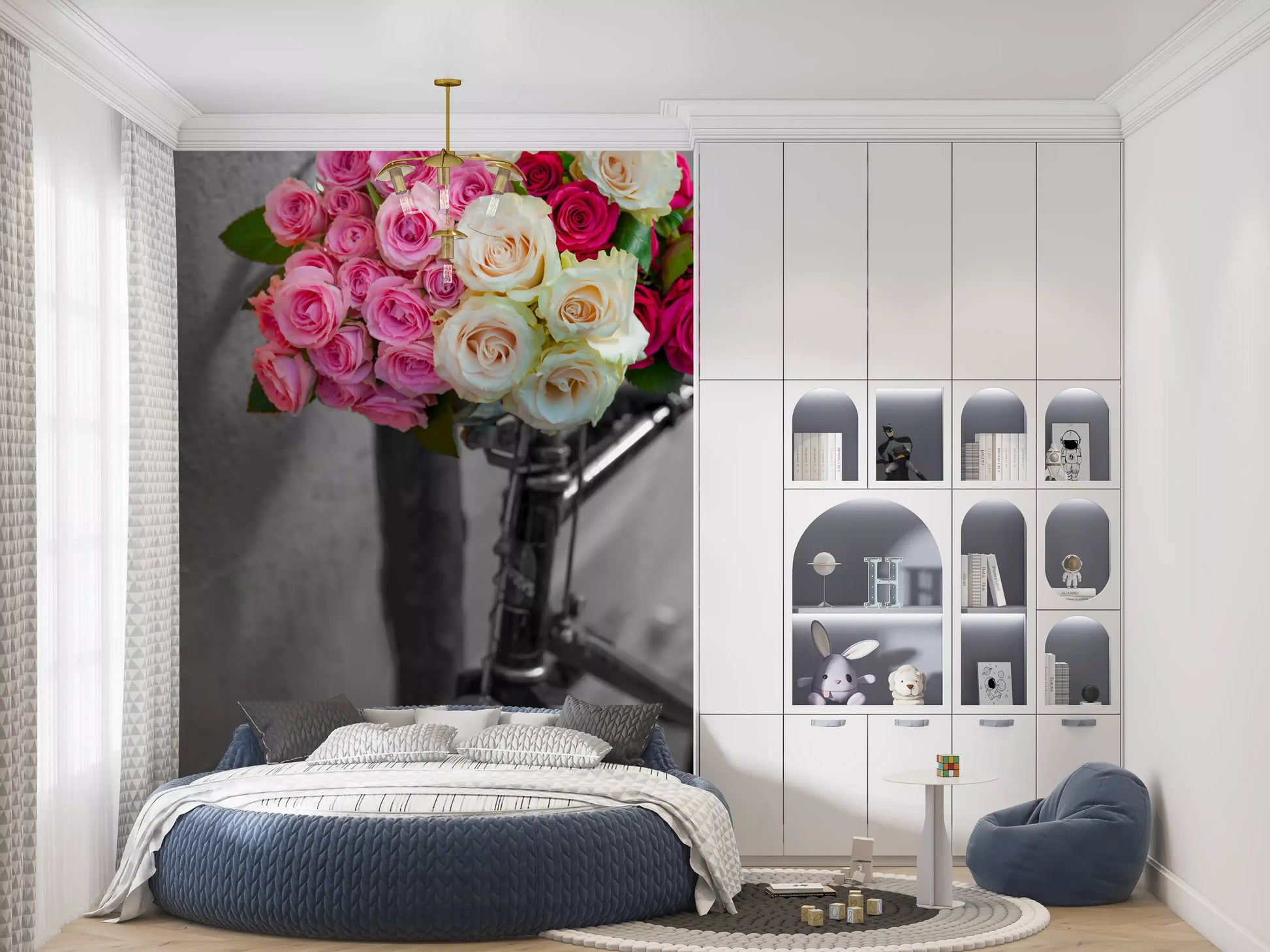 Vintage Floral Bike Journey Wall Mural