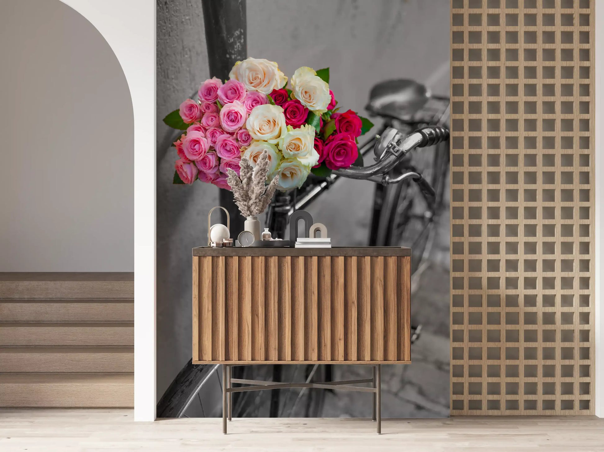 Vintage Floral Bike Journey Wall Mural