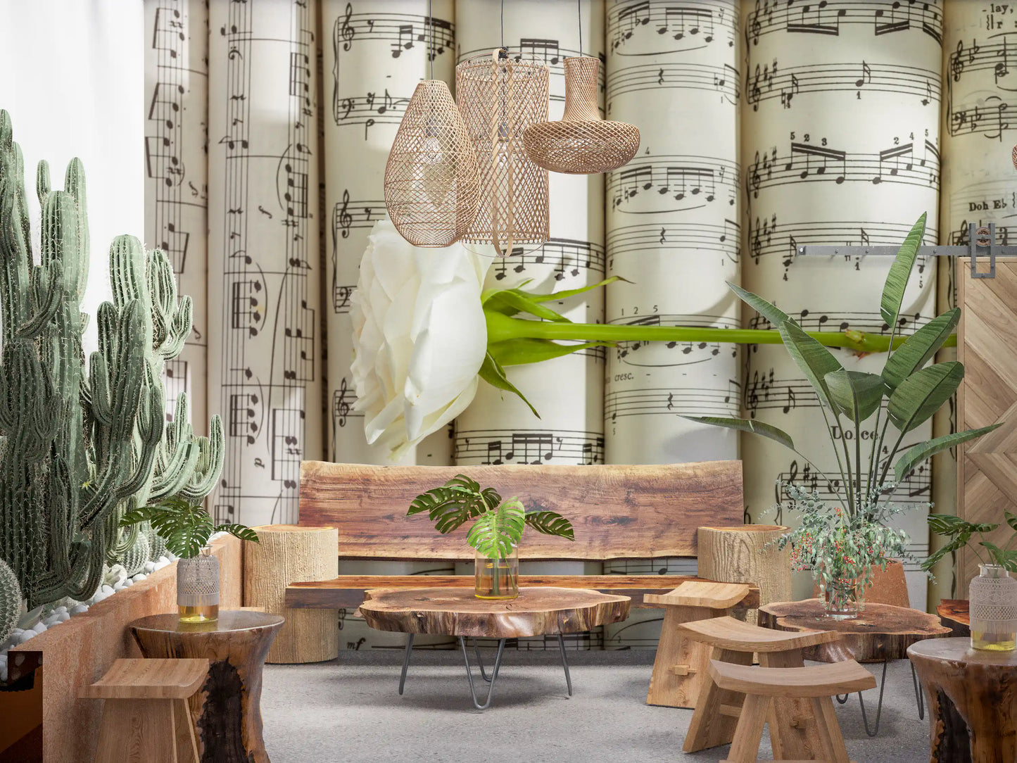 Melodic White Bloom Harmony Wall Mural