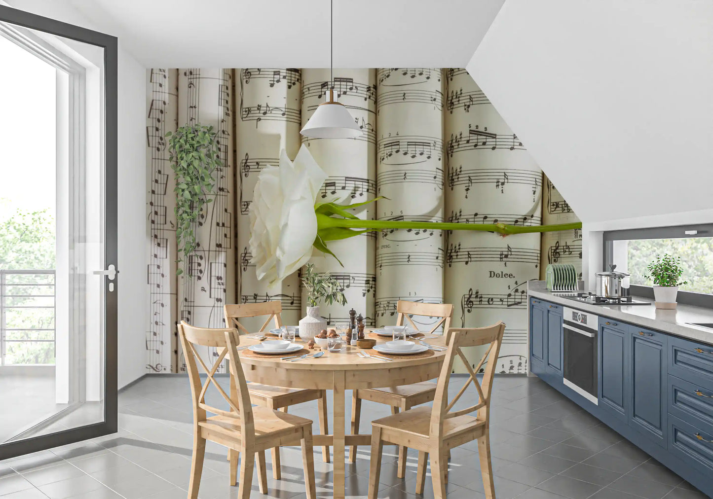 Melodic White Bloom Harmony Wall Mural