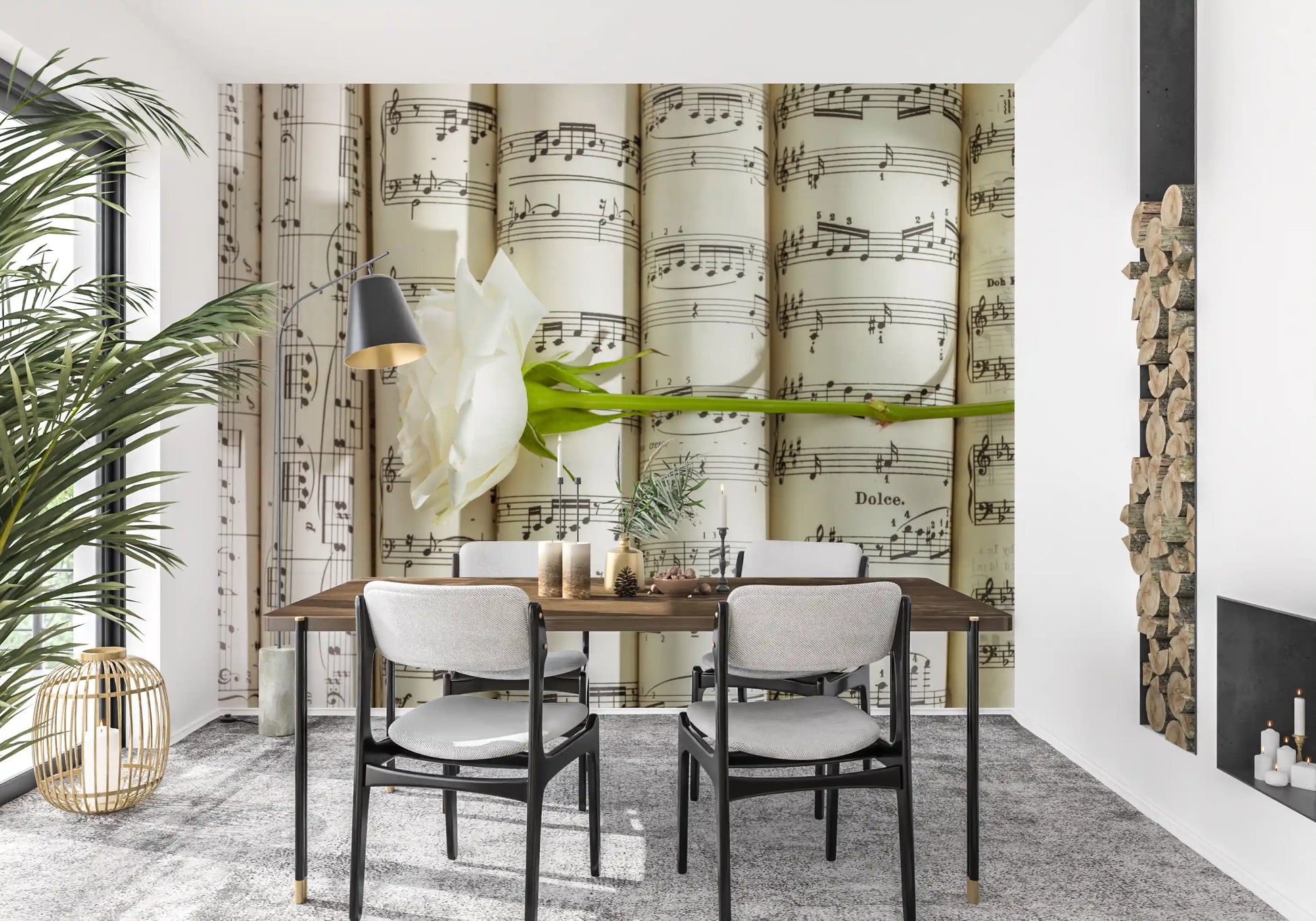 Melodic White Bloom Harmony Wall Mural