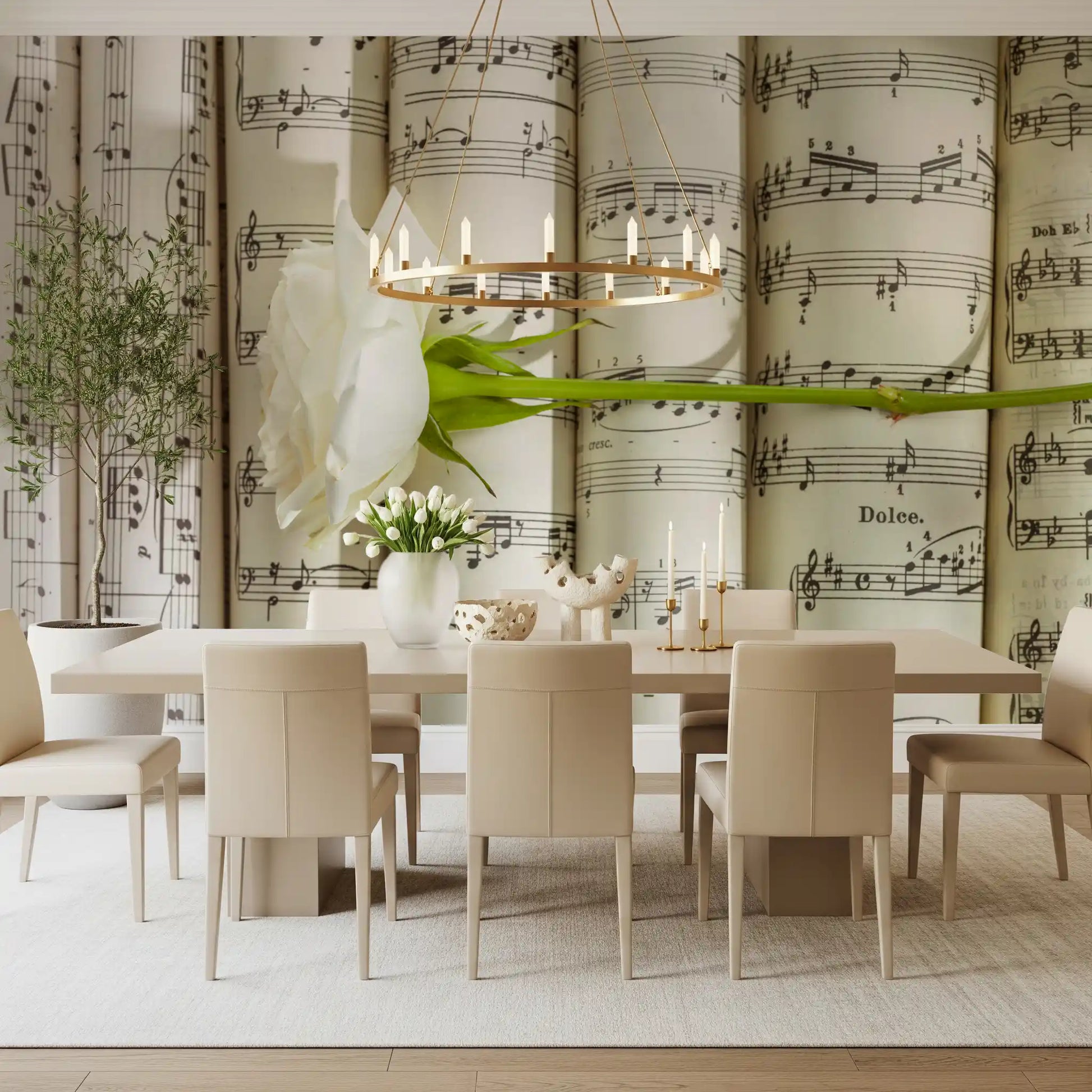 Melodic White Bloom Harmony Wall Mural