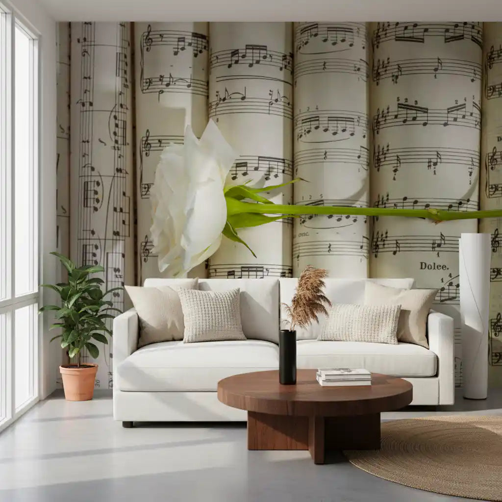Melodic White Bloom Harmony Wall Mural