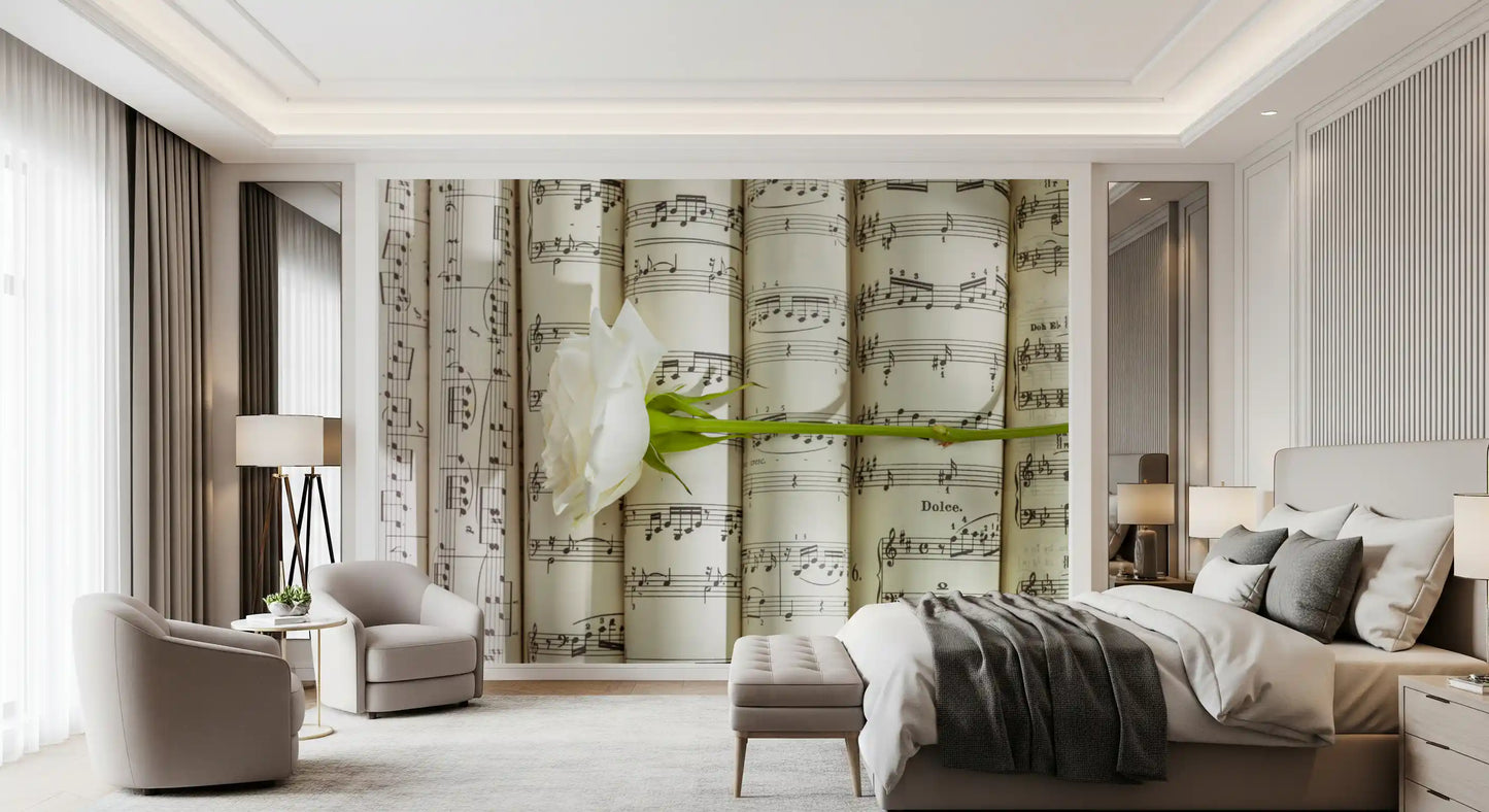 Melodic White Bloom Harmony Wall Mural