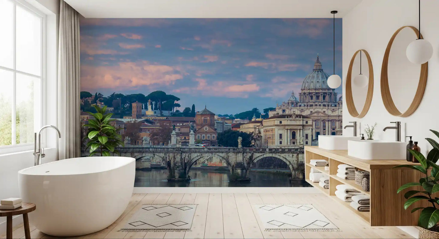 Eternal City Twilight Reflection Wall Mural