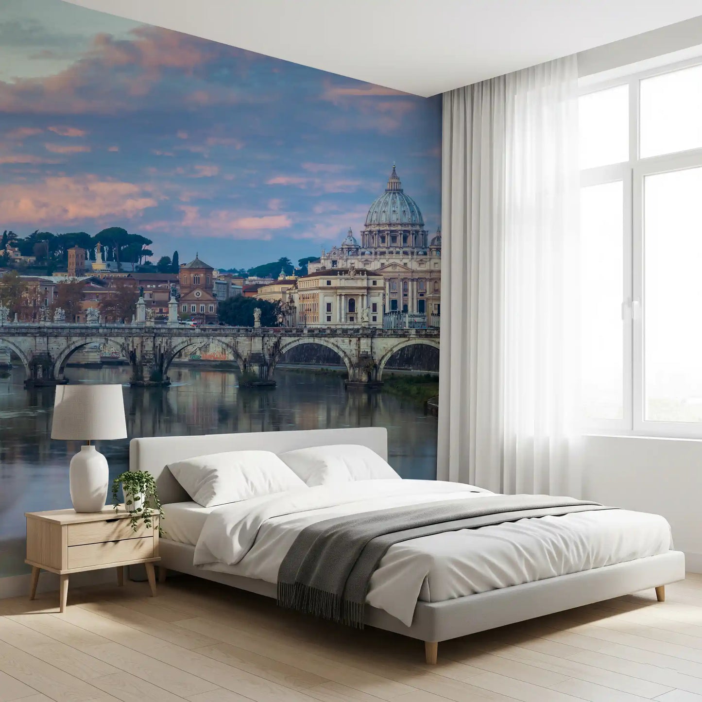 Eternal City Twilight Reflection Wall Mural