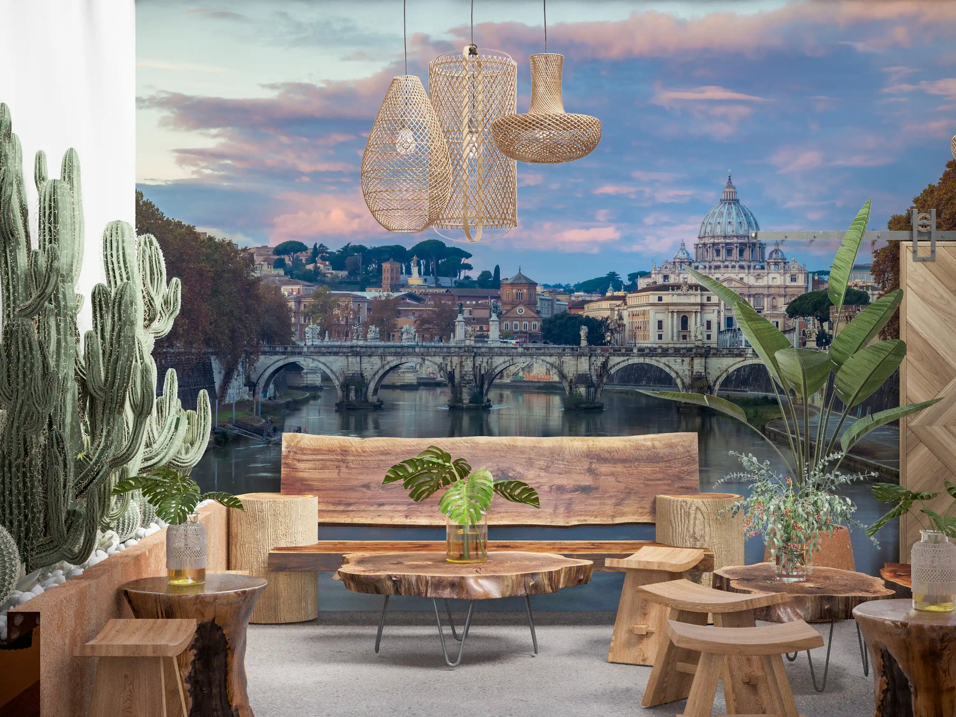Eternal City Twilight Reflection Wall Mural