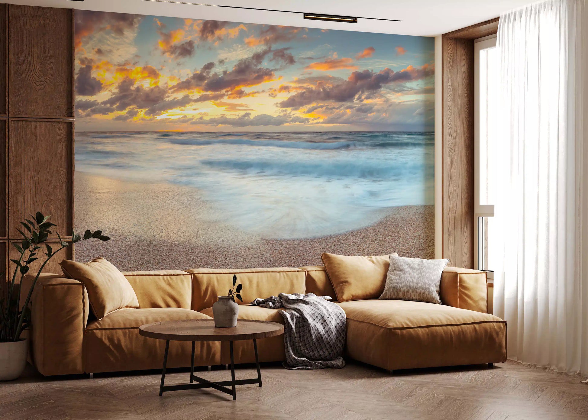Sunset Shoreline Reflection Wall Mural