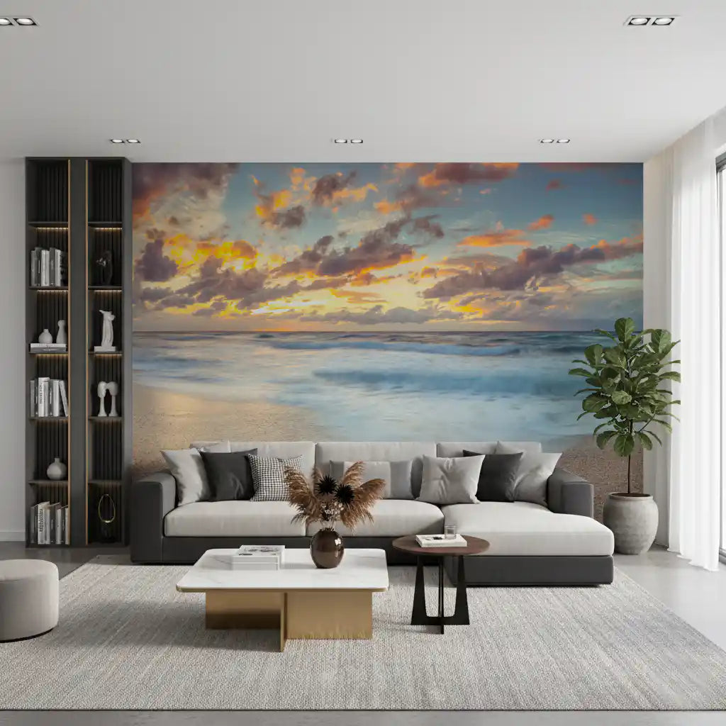 Sunset Shoreline Reflection Wall Mural