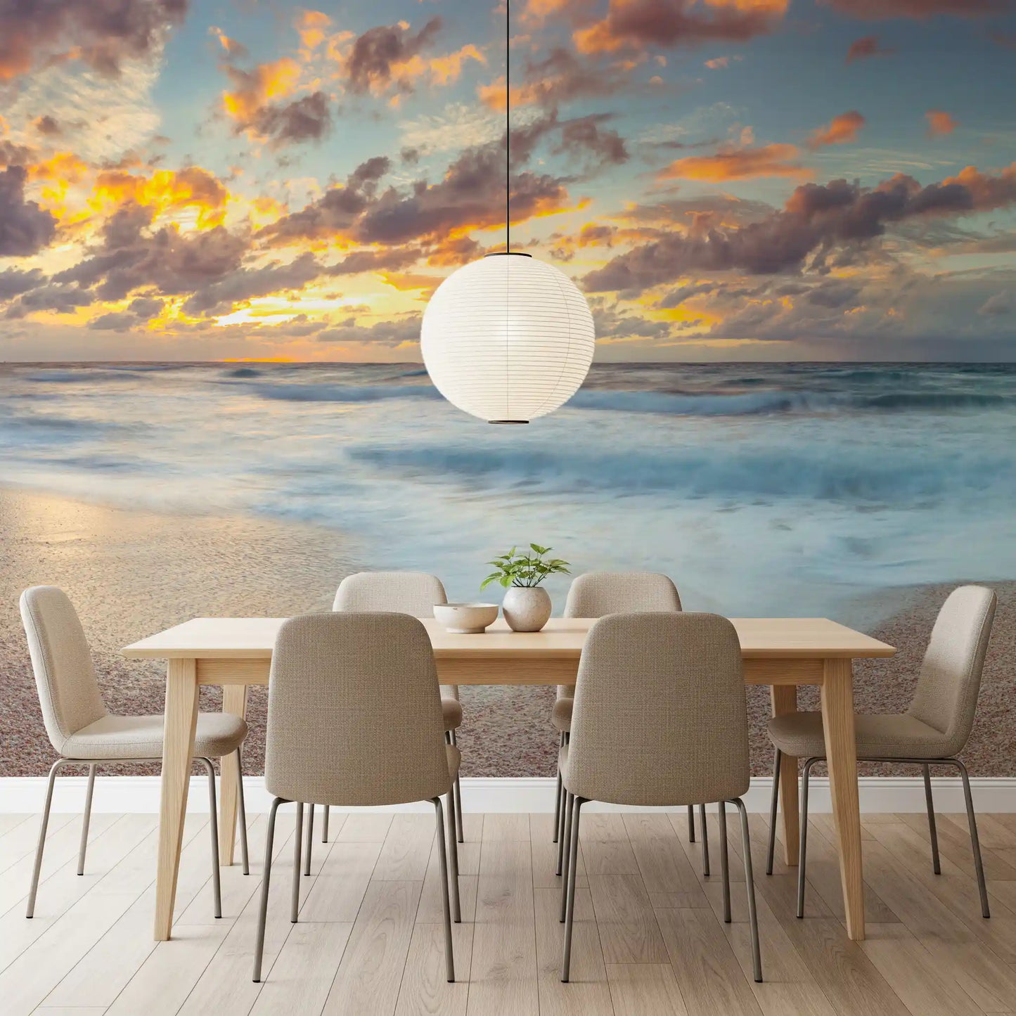 Sunset Shoreline Reflection Wall Mural