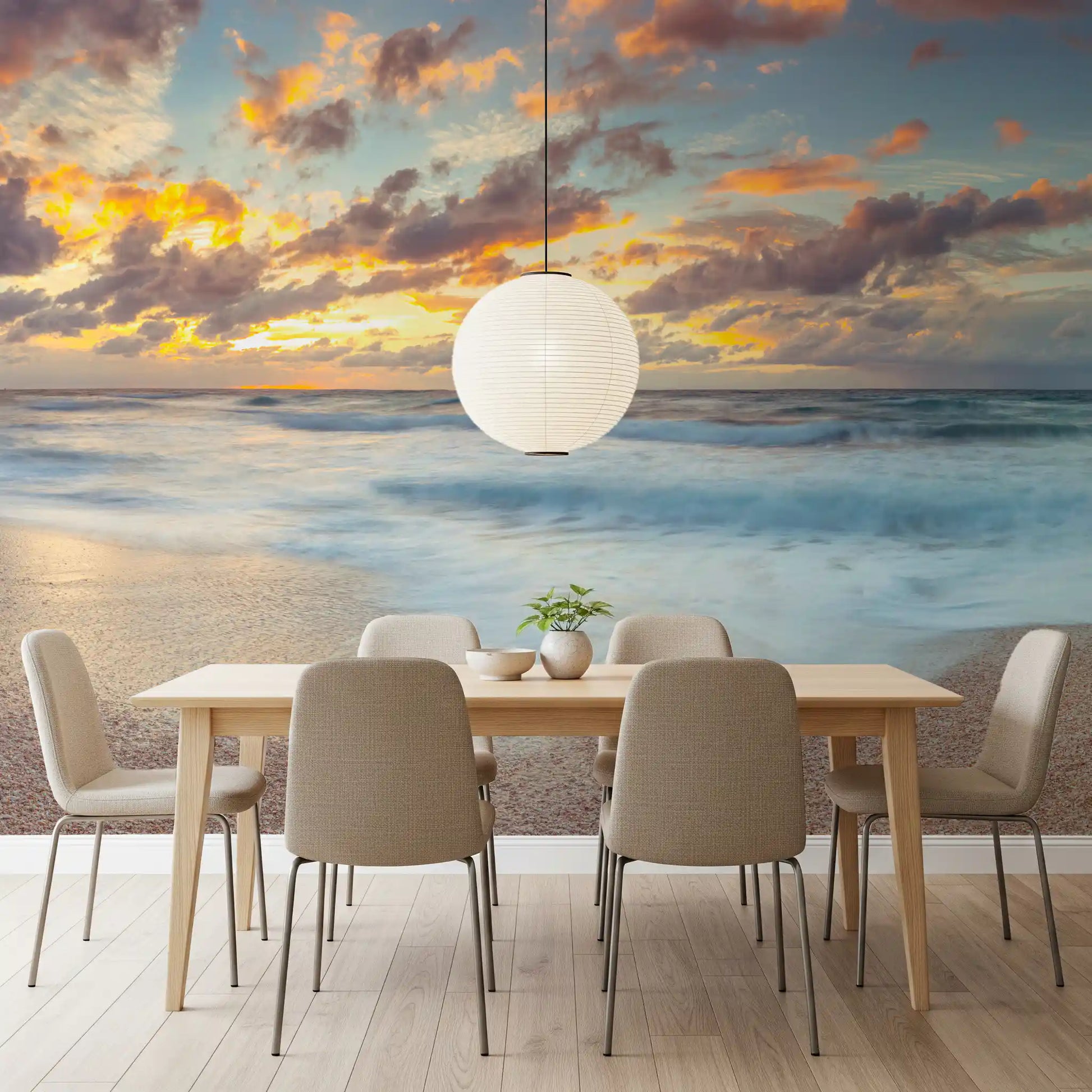 Sunset Shoreline Reflection Wall Mural
