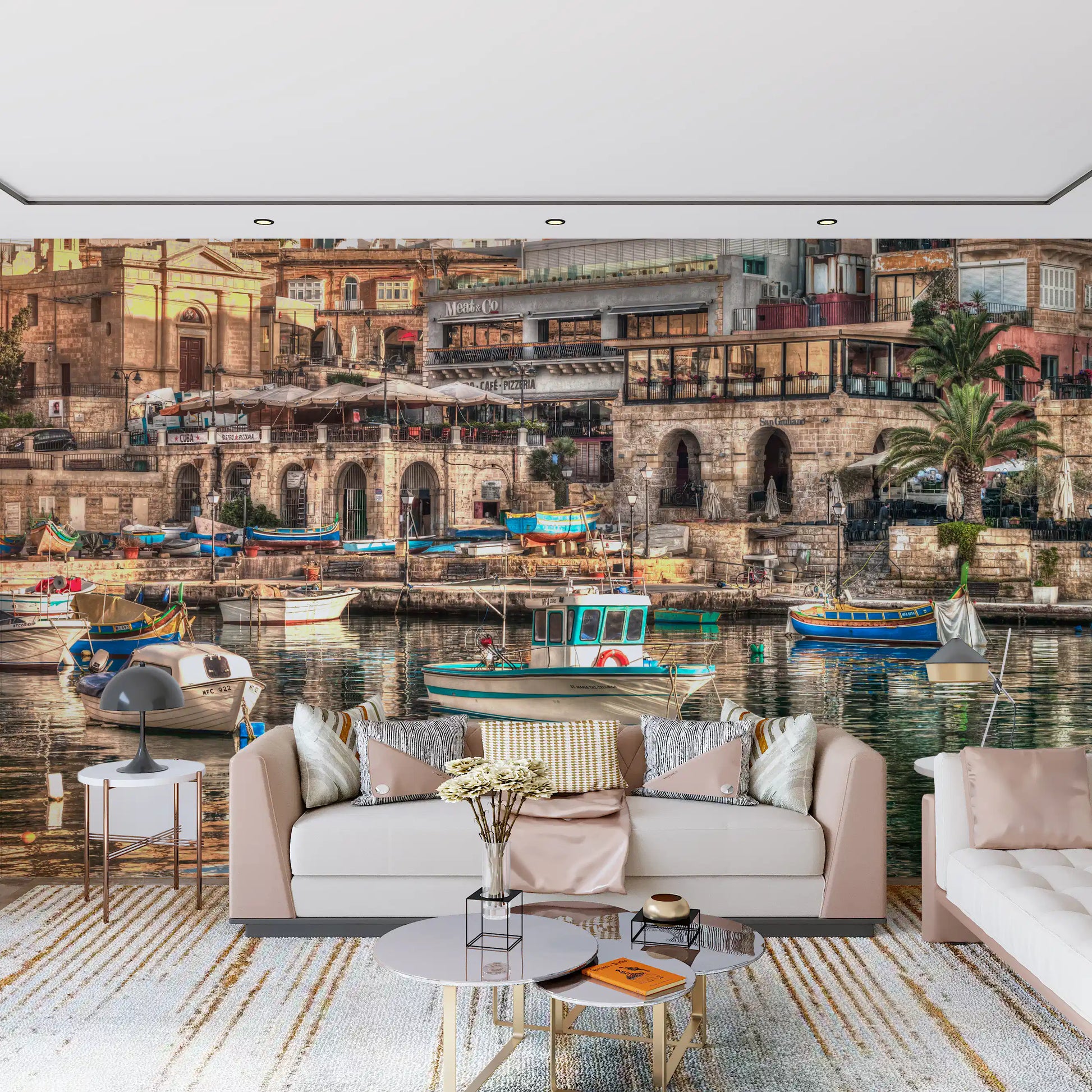Coastal Italian Fishing Village Wall Mural