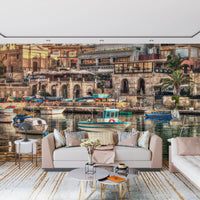 Coastal Italian Fishing Village Wall Mural