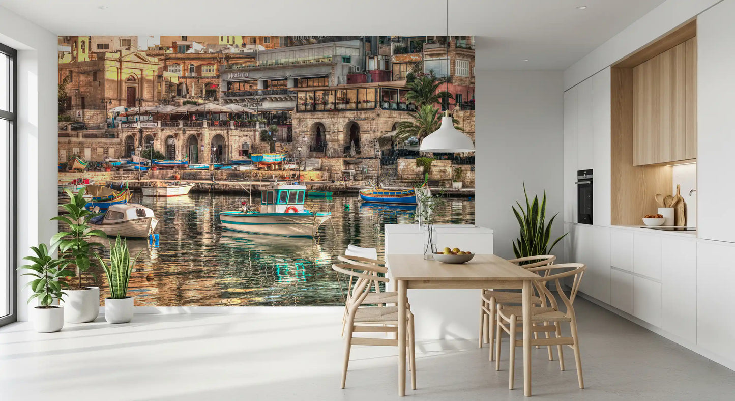 Coastal Italian Fishing Village Wall Mural